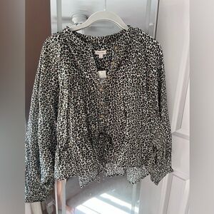 Pilcro Black and White Leopard Print Blouse